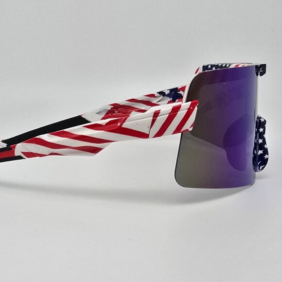 Omekol Flag Stars & Stripes Frame Polarized Blue Lens Sports Baseball Sunglasses - Picture 5 of 12
